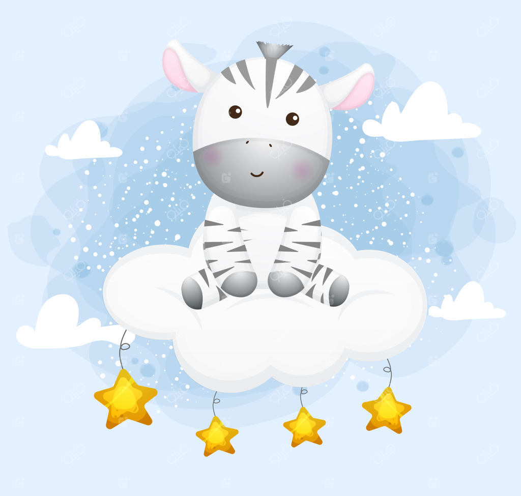 گورخر کوچک و دوست‌داشتنی روی ابری نشسته است