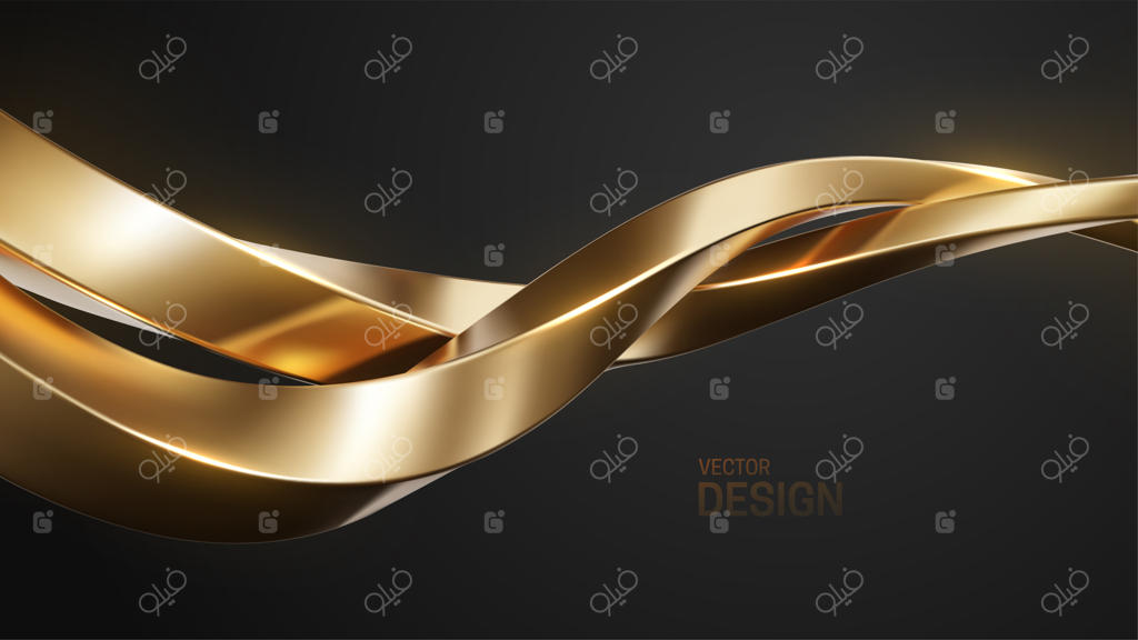 پس‌زمینه انتزاعی و لوکس با اشکال طلایی درهم‌تنیده