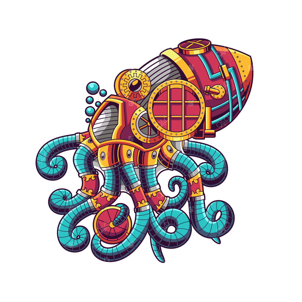 طرح تصویر تزئینی اختاپوس و طراحی تی‌شرت