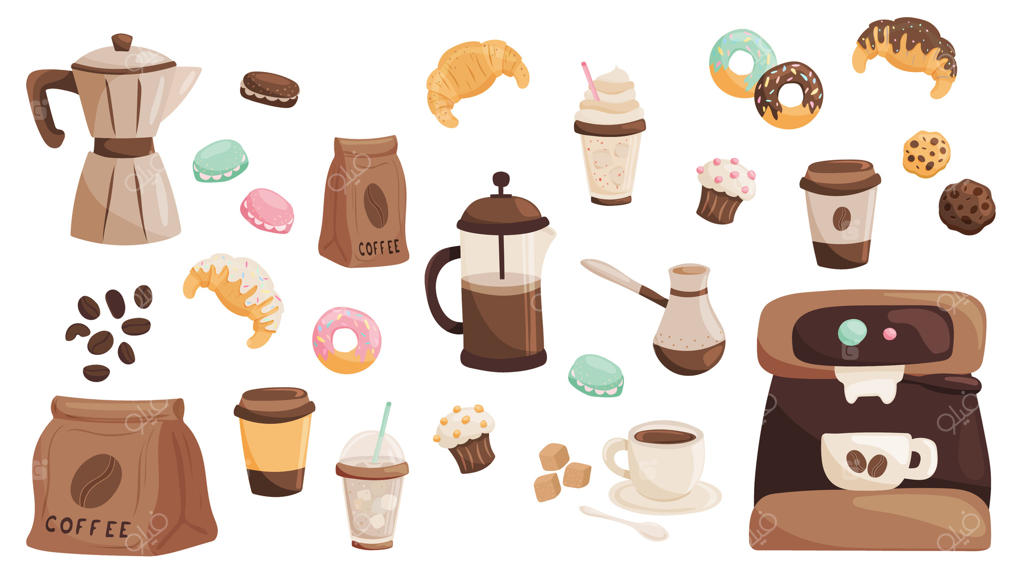 عناصر قهوه و دسر با طراحی شیک