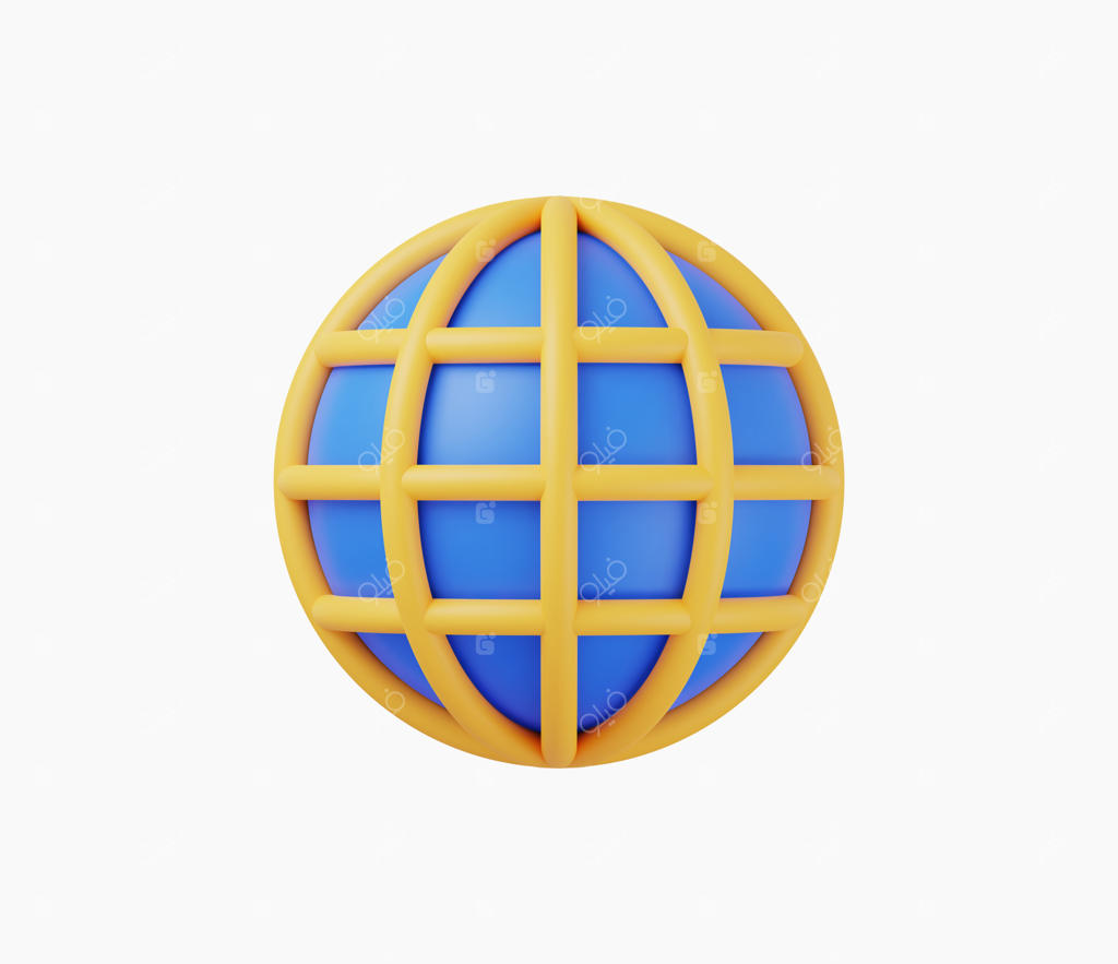 آیکون وبسایت سه‌بعدی و واقع‌گرایانه - تصویر برداری