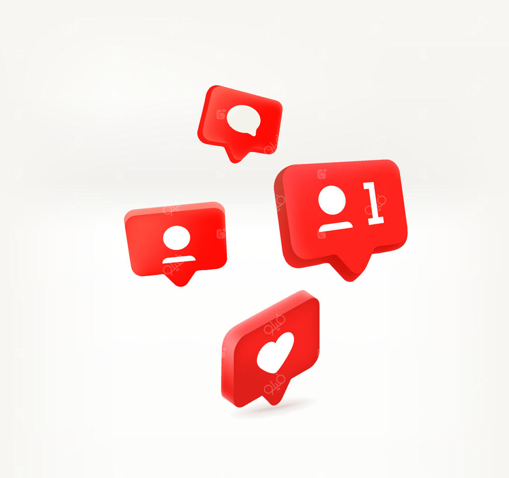 طرح مفهومی دریافت اعلان؛ بنر وکتور سه بعدی