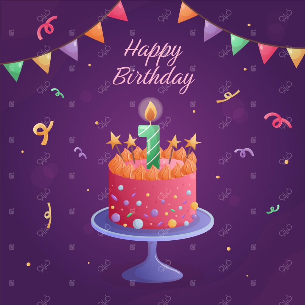 کارت تبریک سالگرد یا تولد با طراحی گرادیان
