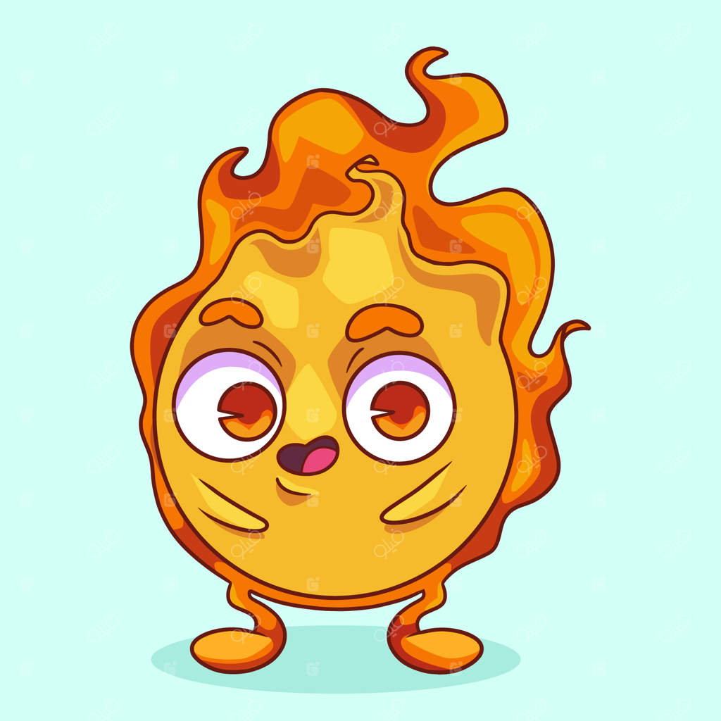 تصویر کارتونی آتشین دست‌کشیده