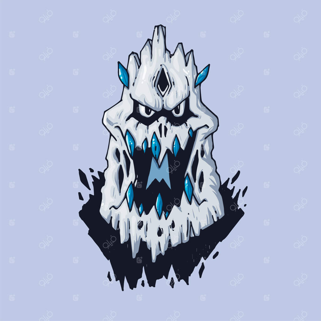 هیولای برفی، غول افسانه‌ای. تصویرسازی خلاقانه. هنر کارتونی برای وب و چاپ.