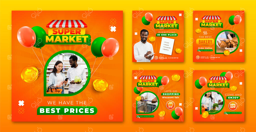 قالب اینستاگرام برای سوپرمارکت با طرح گرادینت
