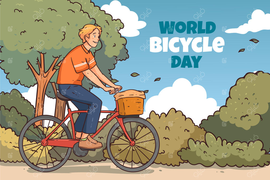 زمینه‌ی روز جهانی دوچرخه با طراحی دستی