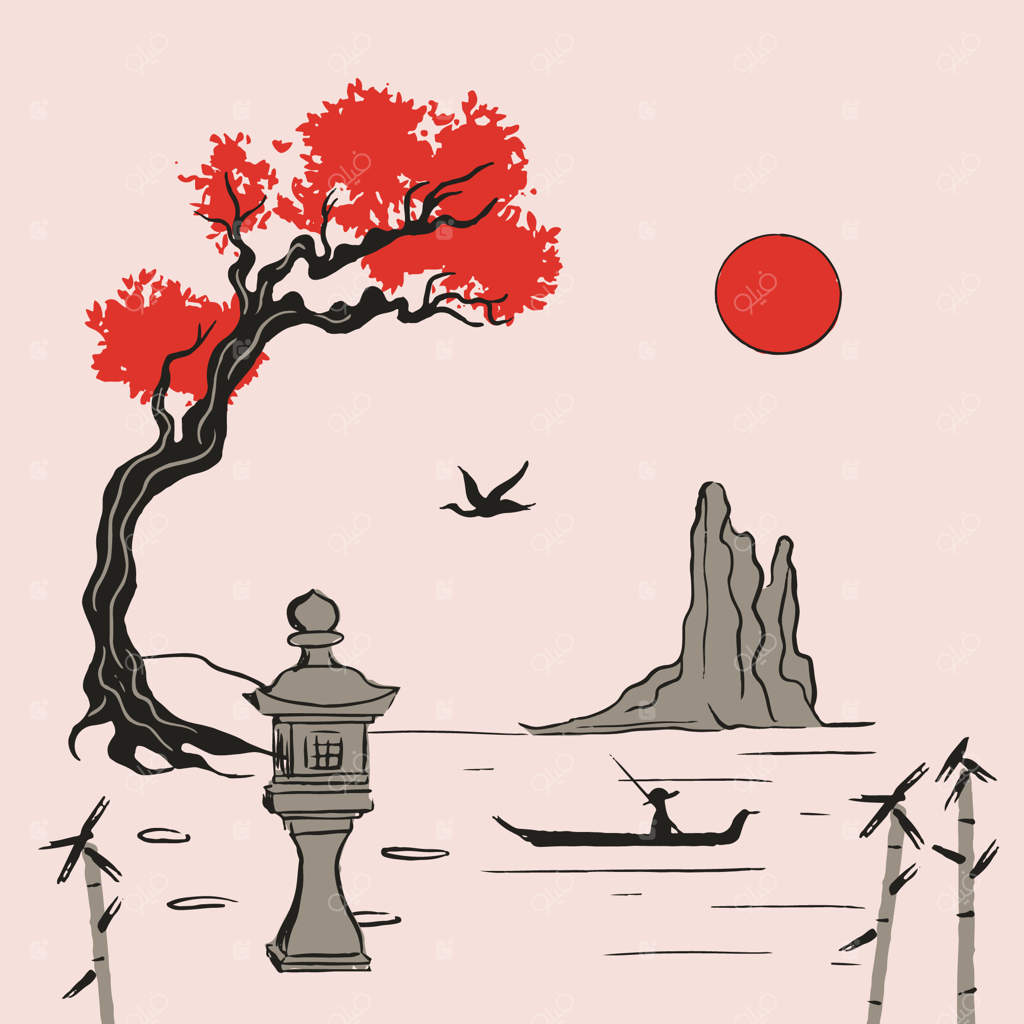 تصویرسازی به سبک چینی با دست کشیده شده