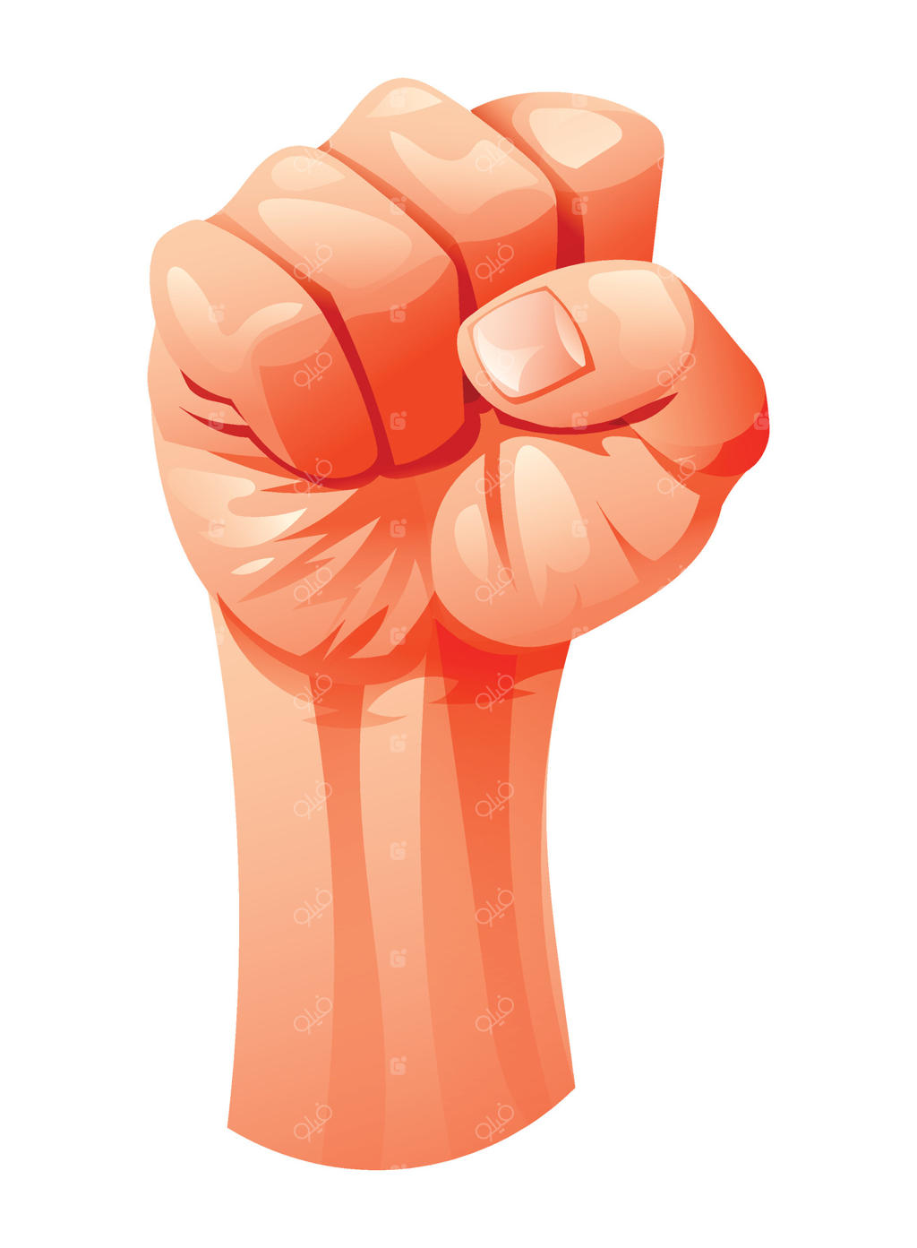 دست مشت‌شده در حالتی قوی به سمت بالا. تصویر کارتونی