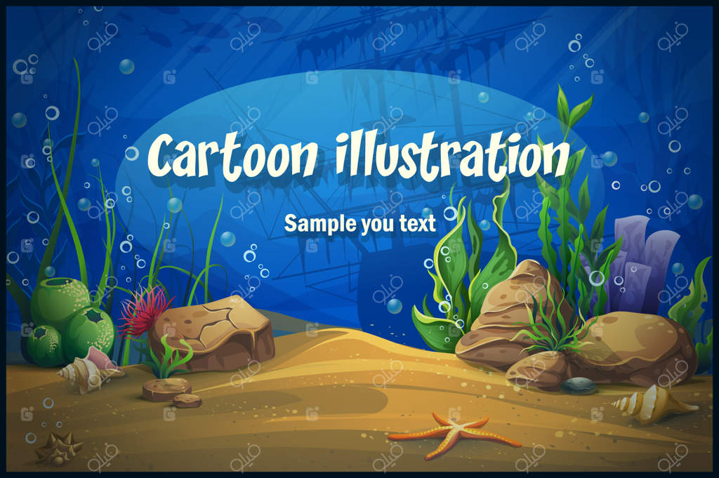 تصویری از دنیای زیر آب با تم آبی