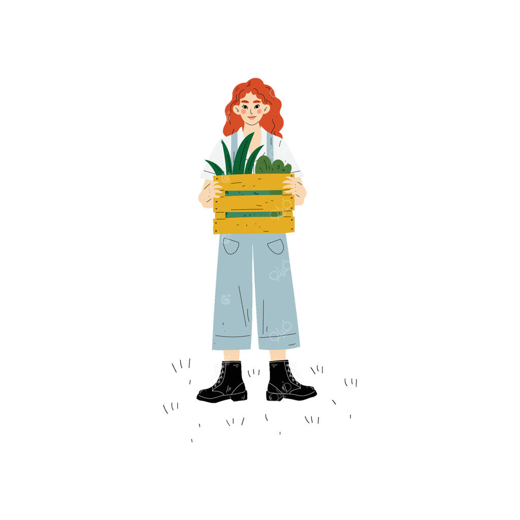 دختری در حال کاشت نهال‌ها - تصویر زنی جوان در حال کار در باغ یا مزرعه