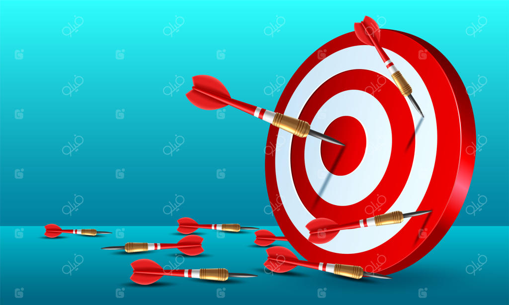 پیکان قرمز که به مرکز سیبل برخورد می‌کند