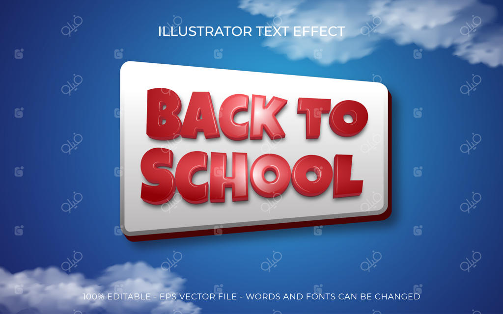 افکت متن قابل ویرایش بازگشت به مدرسه با پس‌زمینه آبی