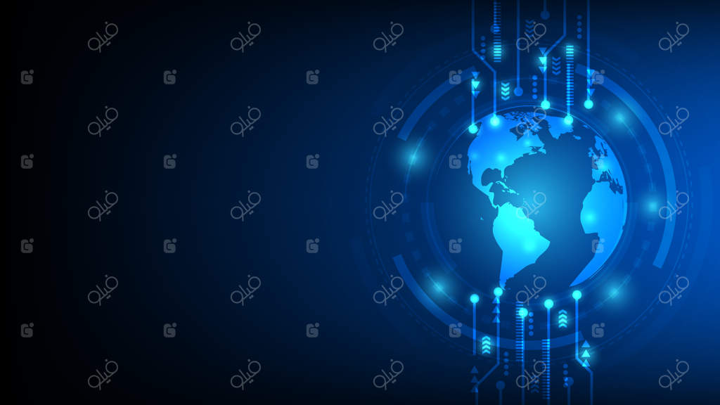 سیاره زمین در پس‌زمینه‌ای انتزاعی و آینده‌نگر