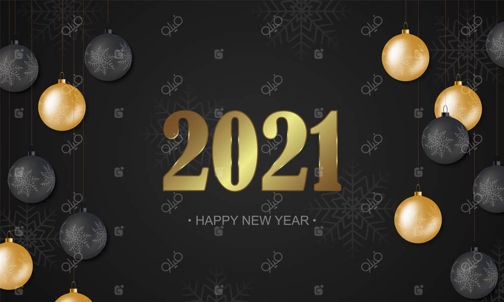 پس‌زمینه سال نو 2021 با اعداد طلایی.