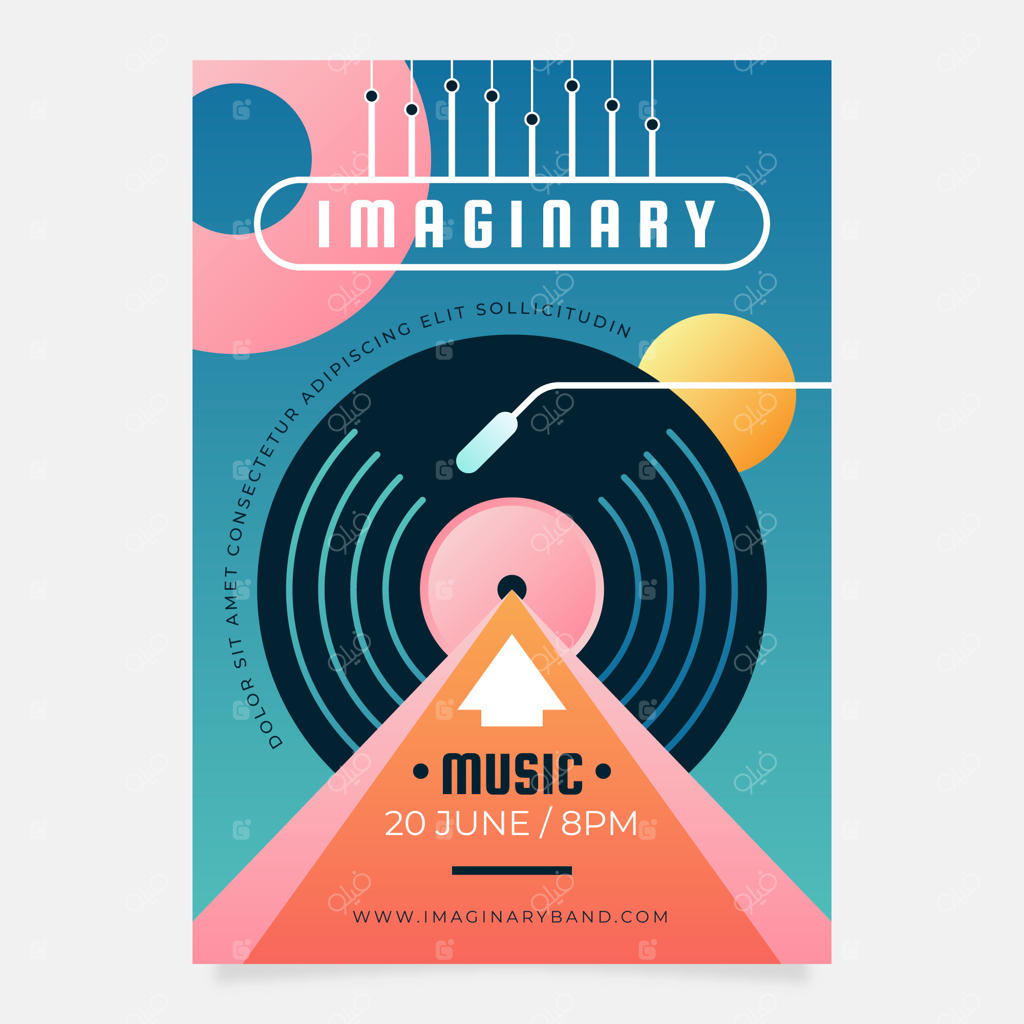 قالب پوستر با نوارهای رنگین کمانی