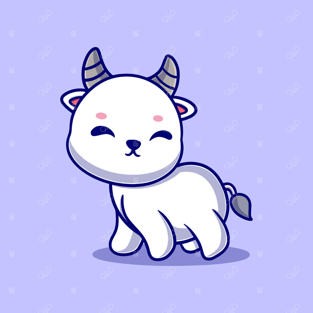 آیکون کارتونی بره بامزه - تصویر وکتور حیوانات و طبیعت