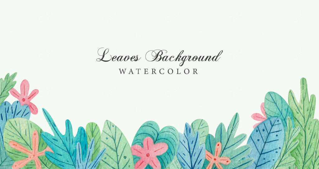 پس‌زمینه برگ‌های آبرنگی دست‌کشیده