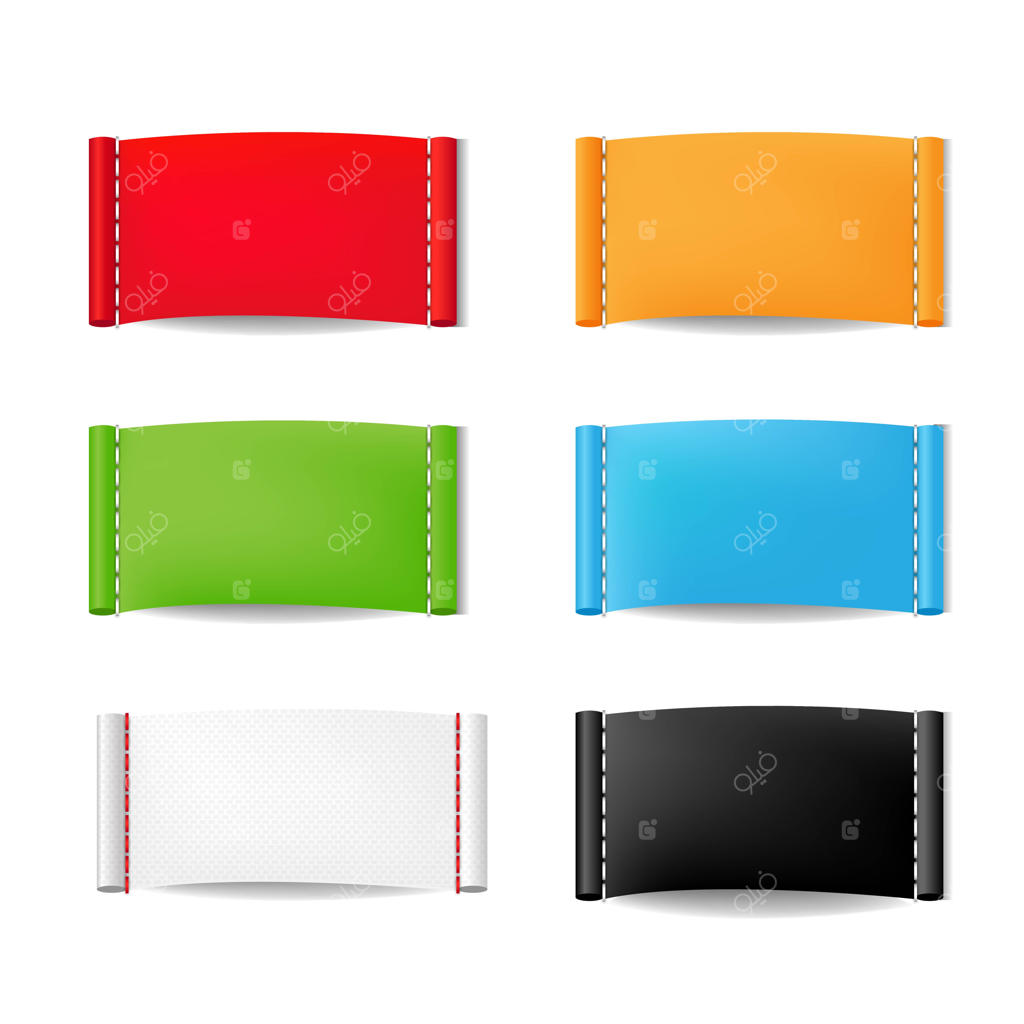 برچسب‌های رنگی لباس روی زمینه سفید با افکت گرادیان