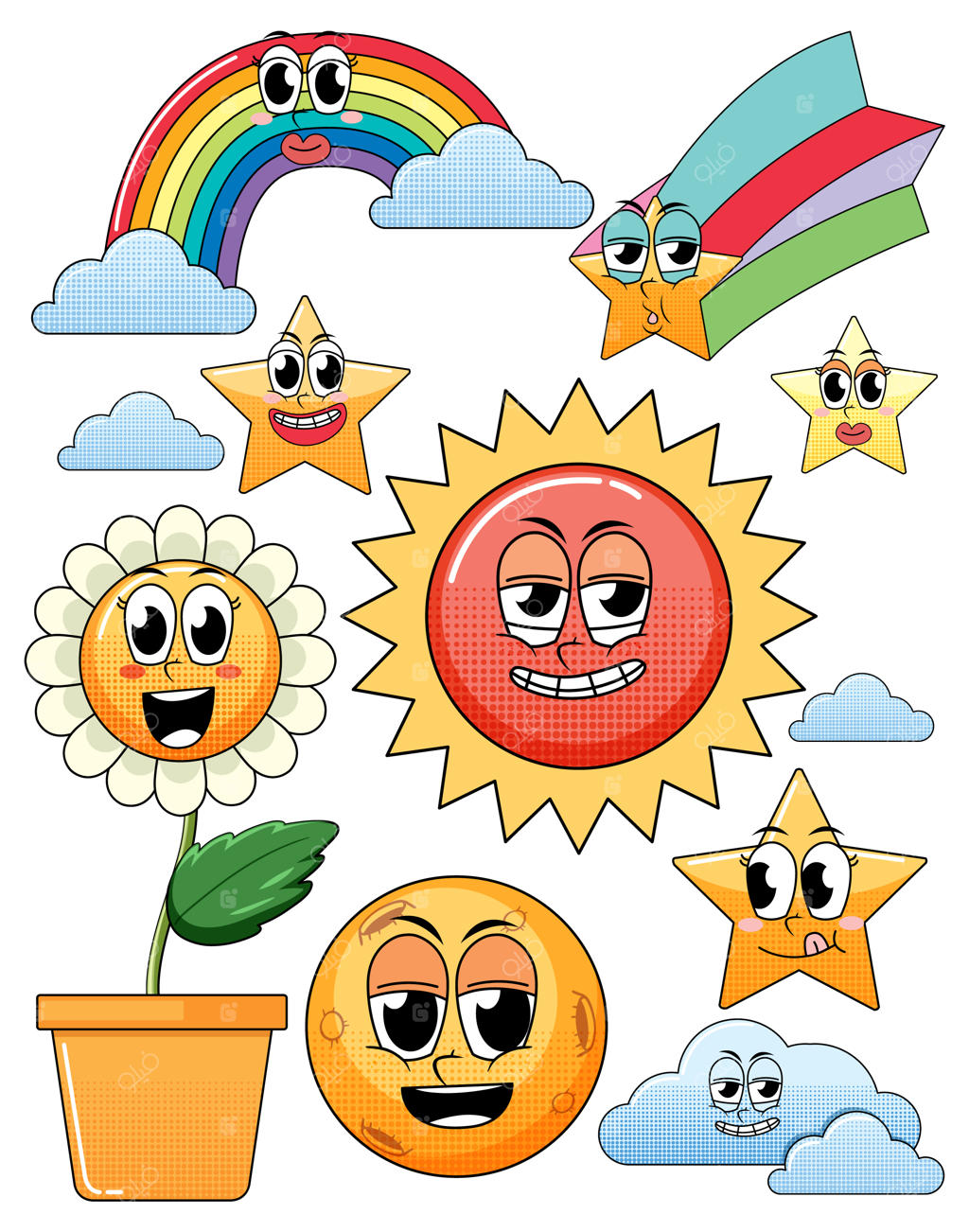 انواع شیرینی‌ها در پس‌زمینه سفید