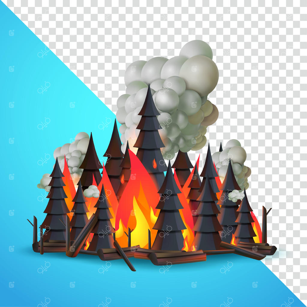 آتش‌سوزی‌های جنگلی: شبیه‌سازی سه‌بعدی، مناسب برای آلودگی، بلایا و طراحی بصری