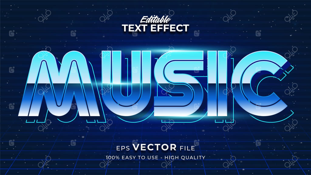 متن موسیقی با گرادیان رنگارنگ و جلوه‌ی نورانی به سبک آینده‌نگرانه