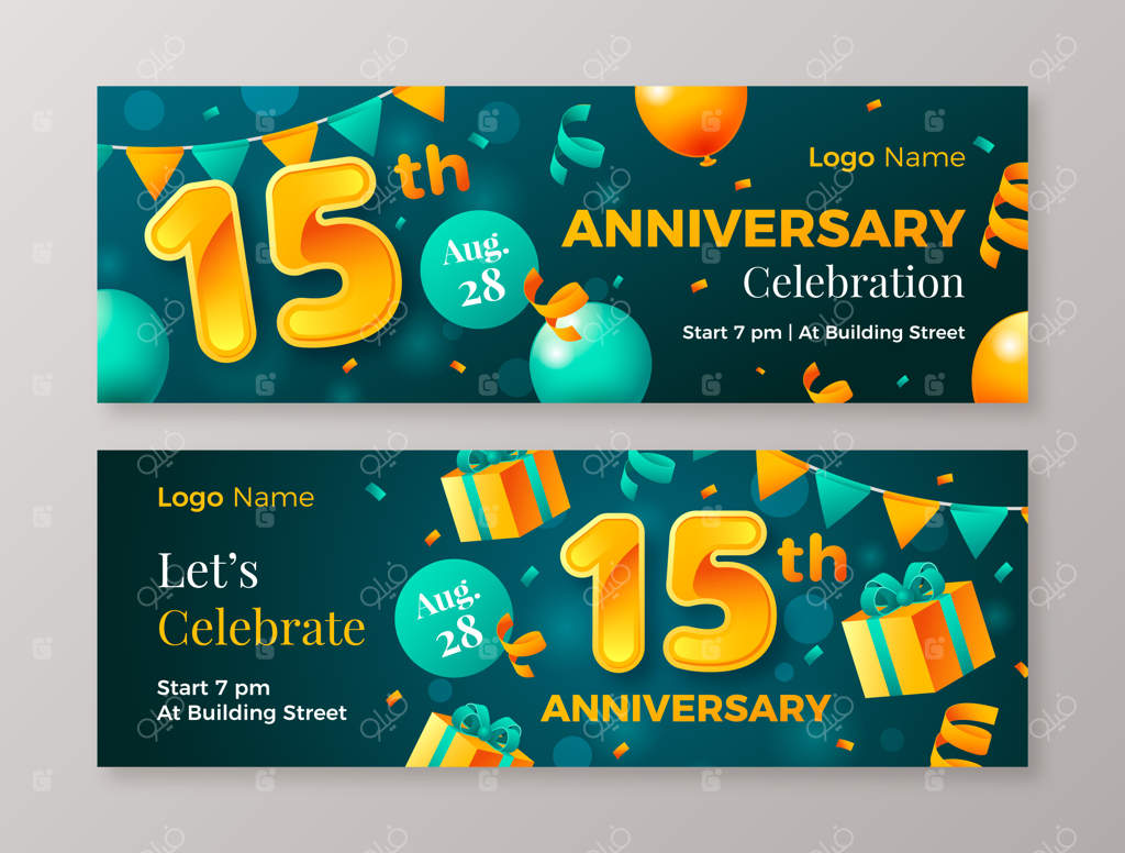 طراحی قالب سالگرد با گرادیان رنگی