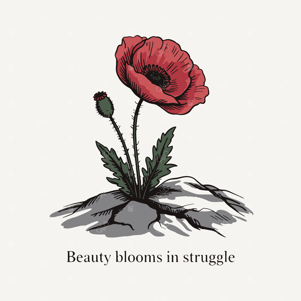 شکوفایی زیبایی در دل سختی؛ طرح دستی گل شقایق