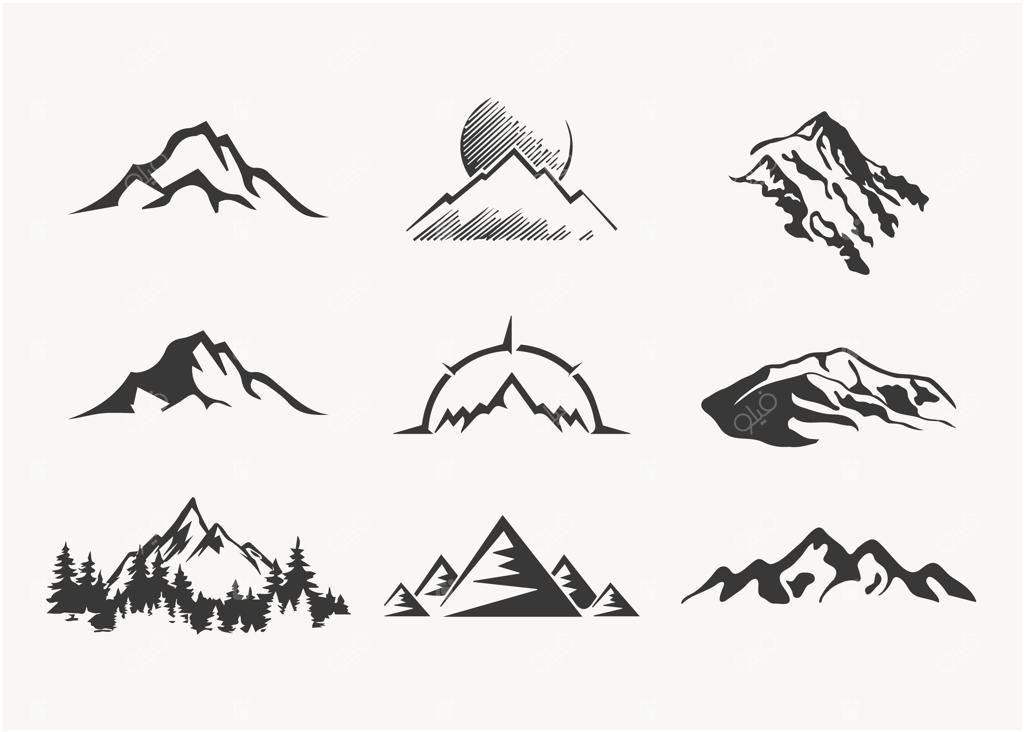آیکون و طرح‌های گرافیکی وکتور سایه‌نمای کوه