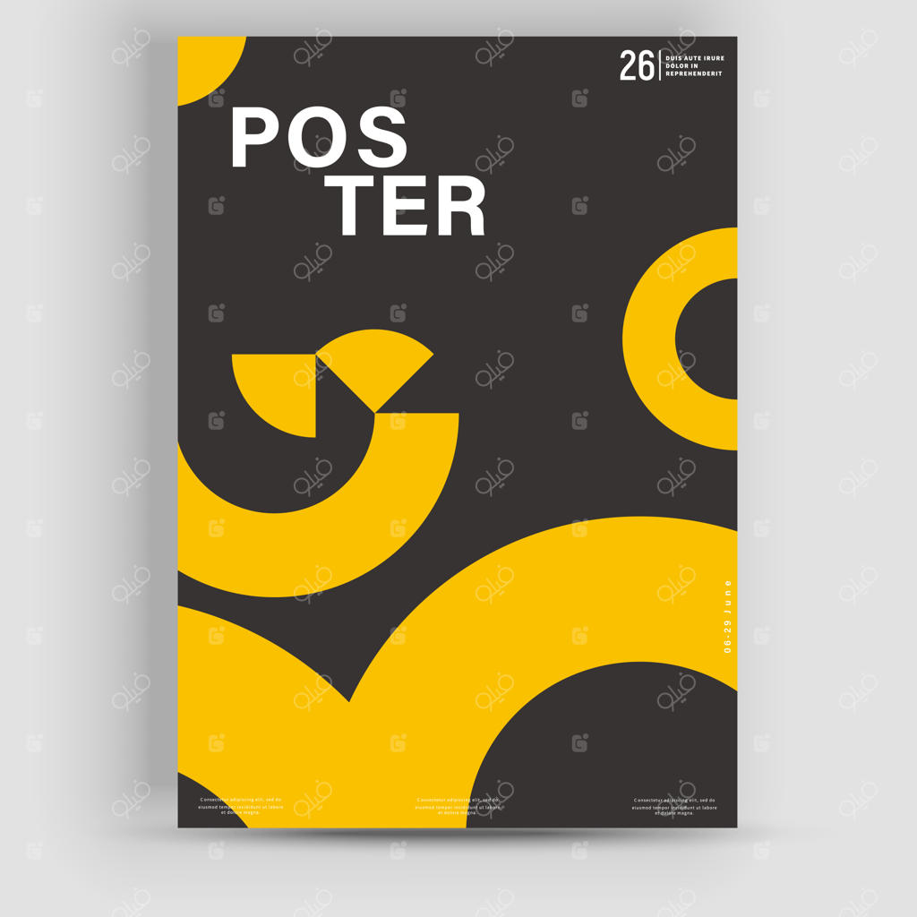 طراحی گرافیکی موکاپ پوستر وکتور با الهام از سبک باوهاوس و عناصر انتزاعی