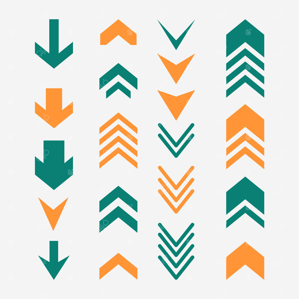 مجموعه طراحی آیکون و علائم فلش جهت‌نما