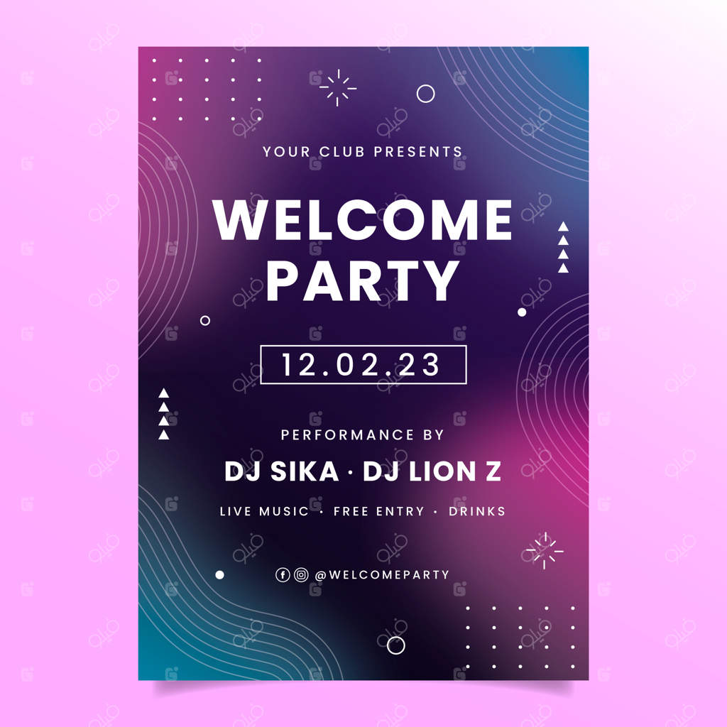 قالب پوستر جشن خوش‌آمدگویی شیب‌دار