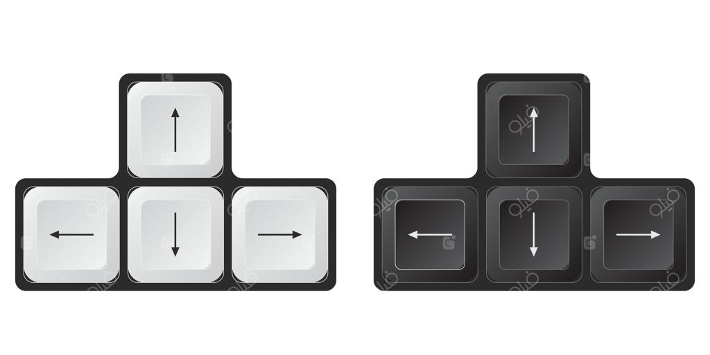 تصویر کلیدهای جهت‌دار کیبورد کامپیوتر - کلیپ آرت بر روی پس‌زمینه سفید