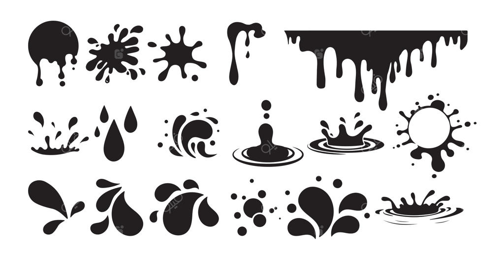 آیکون‌های پاشیدن آب سیاه با استایل مدرن و شیک