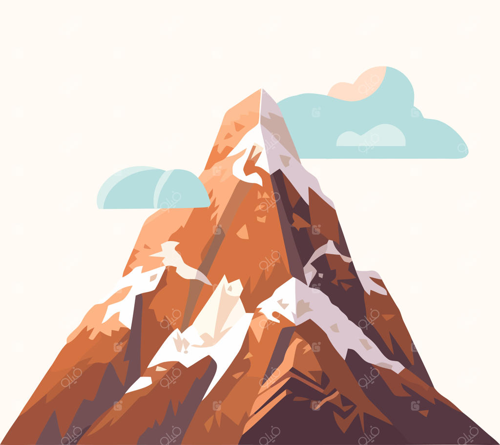 تصویرسازی تخت طبیعت و کوهنوردی در کوه صخره‌ای و قله تپه