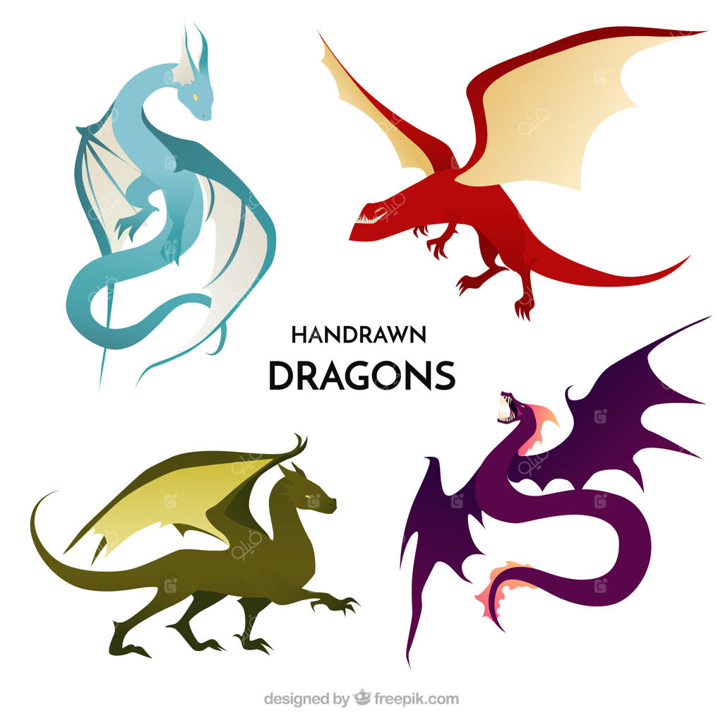 مجموعه کاراکترهای اژدها با طراحی دستی