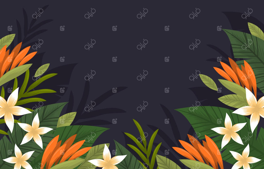 زمینه تابستانی گرمسیری با گل‌های رنگارنگ