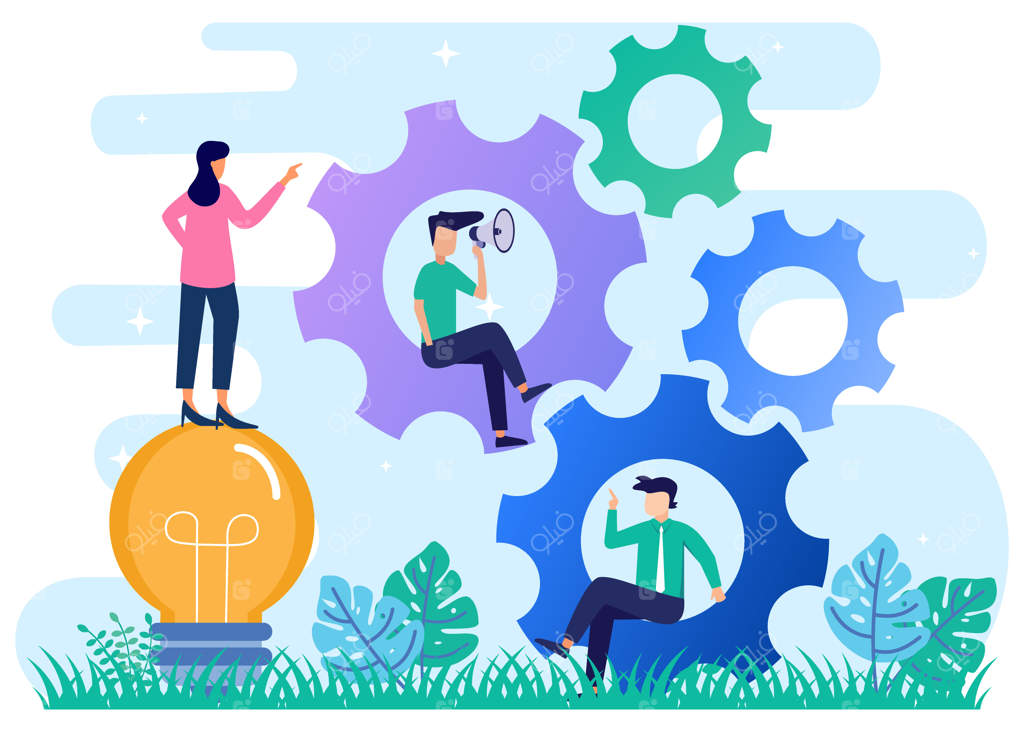 گرافیک وکتور کارتونی شخصیت برای عملیات کاری و بهره‌وری در کار