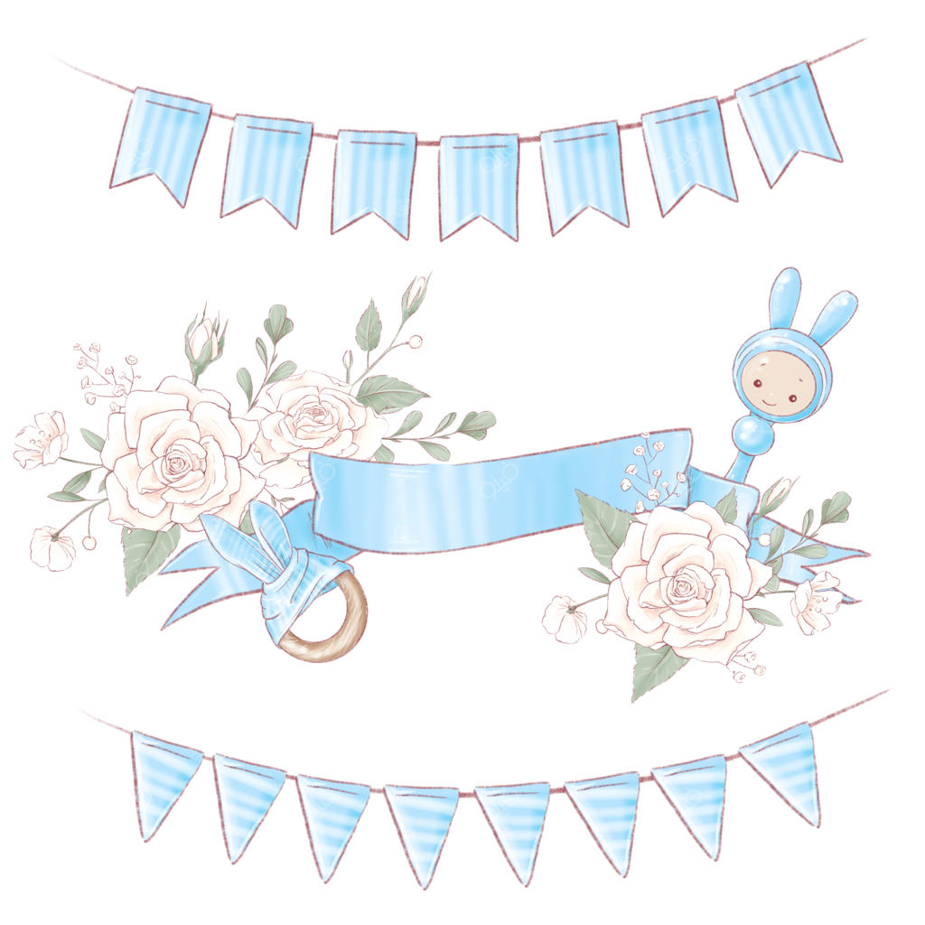 تاج گل برای جشن نوزاد و تولد، طراحی دستی.