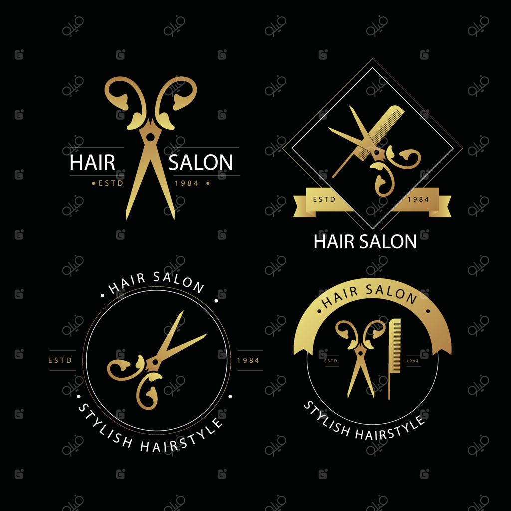 نشان‌های جدید آرایشگری: برچسب کلاسیک آرایشگر، نشان سالن اصلاح قدیمی و علامت قدیمی برای موی آقایان. لوگوی موی آرایشگری با سبیل یا ریش هیپستر، و تاتو آرایشگری.
