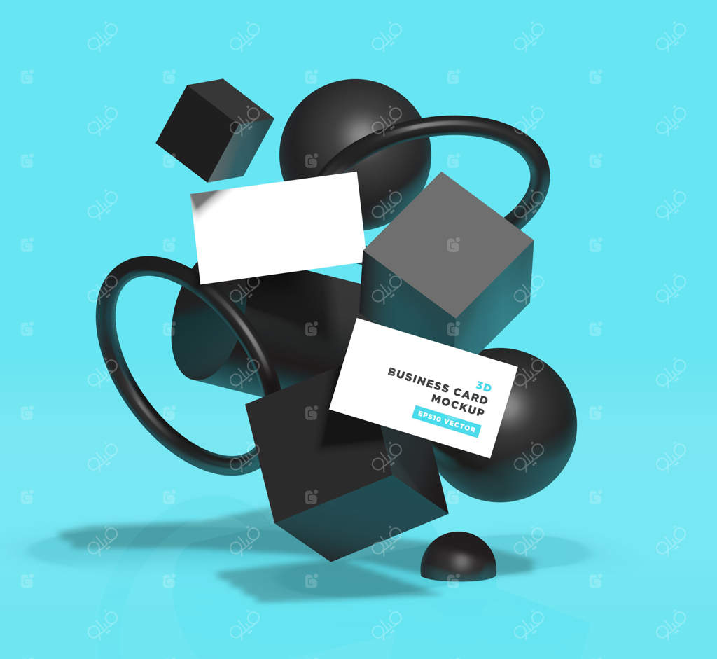 هندسه سیاه انتزاعی واقع‌گرایانه با کارت ویزیت