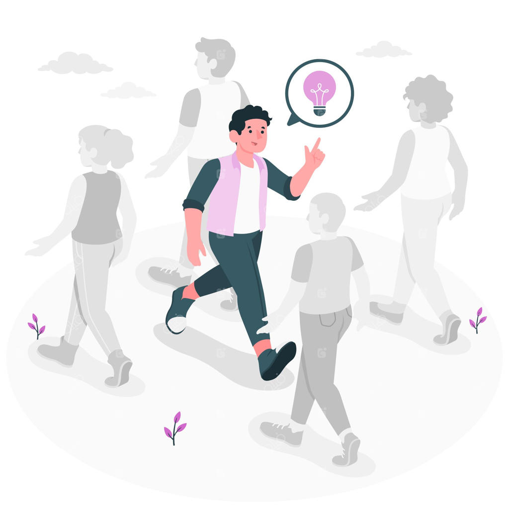 تصویرسازی مفهوم "فکر متفاوت"