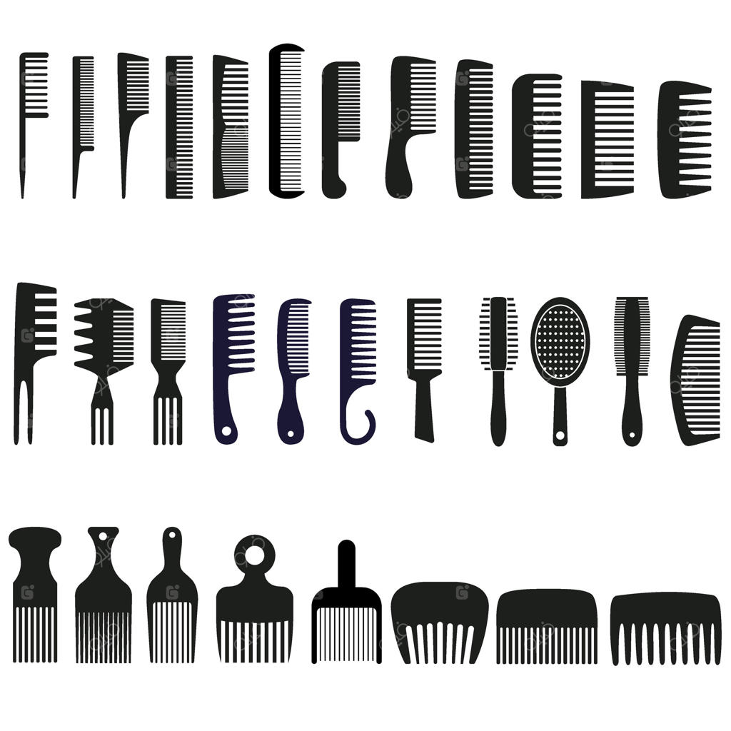 مجموعه آیکون شانه مو. مجموعه نشانه‌های مدل مو. نماد آرایشگاه. لوگوی آرایشگر.