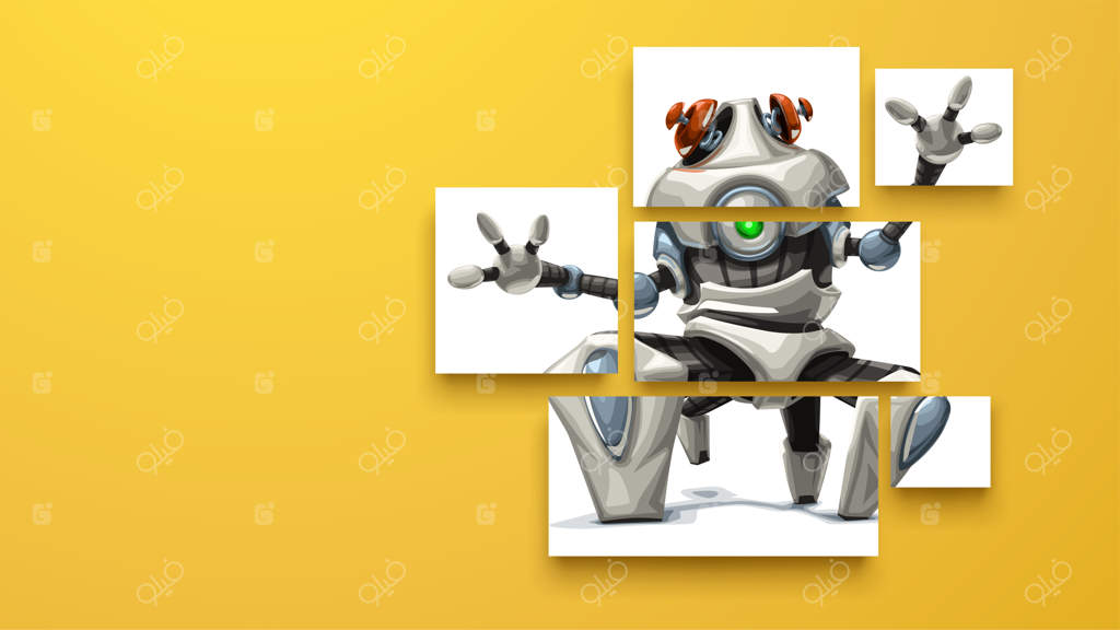 ربات مدرن روی تخته‌های چوبی