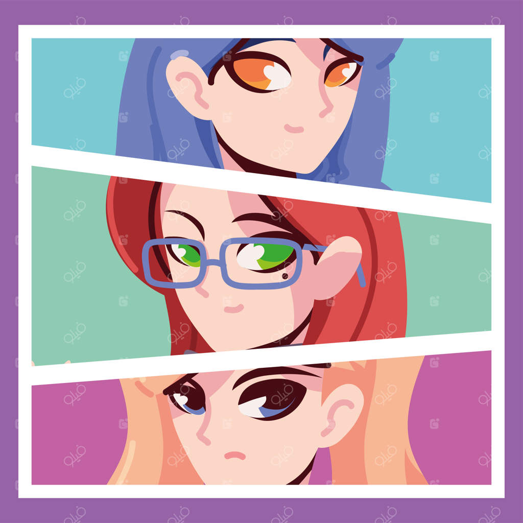 چهره‌های دختران انیمه‌ای