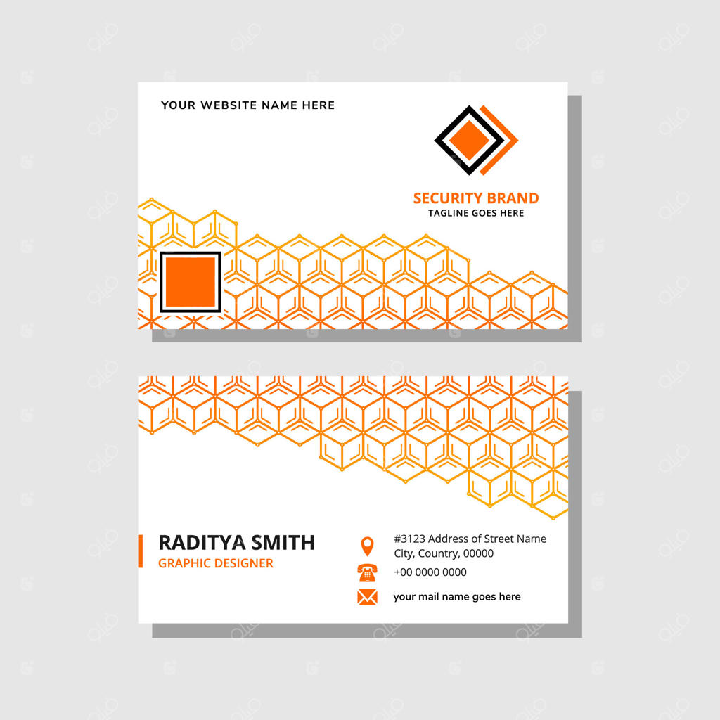 مجموعه قالب‌های طراحی کارت ویزیت با پس‌زمینه الگوی هندسی شش‌ضلعی