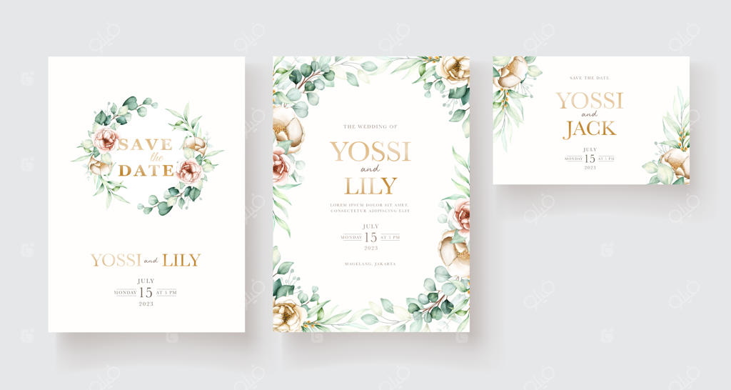 ست کارت دعوت گل صد تومانی آبرنگی و اوکالیپتوس