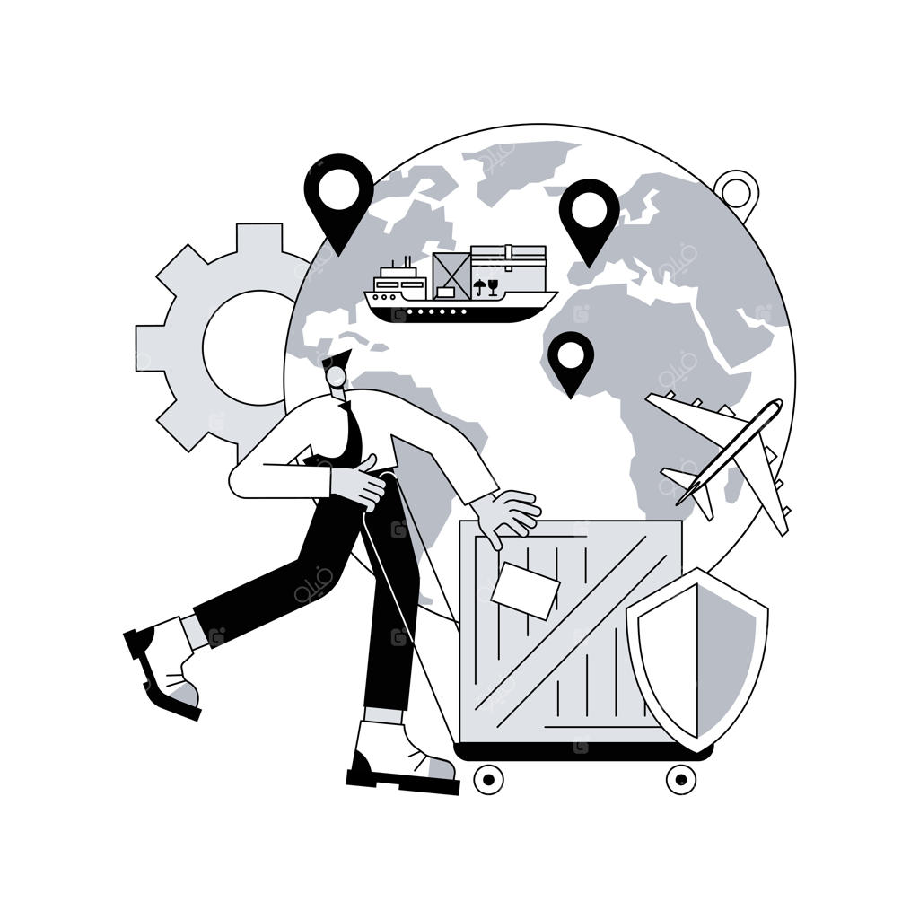 تصویر انتزاعی مفهوم حمل‌ونقل بین‌المللی بار