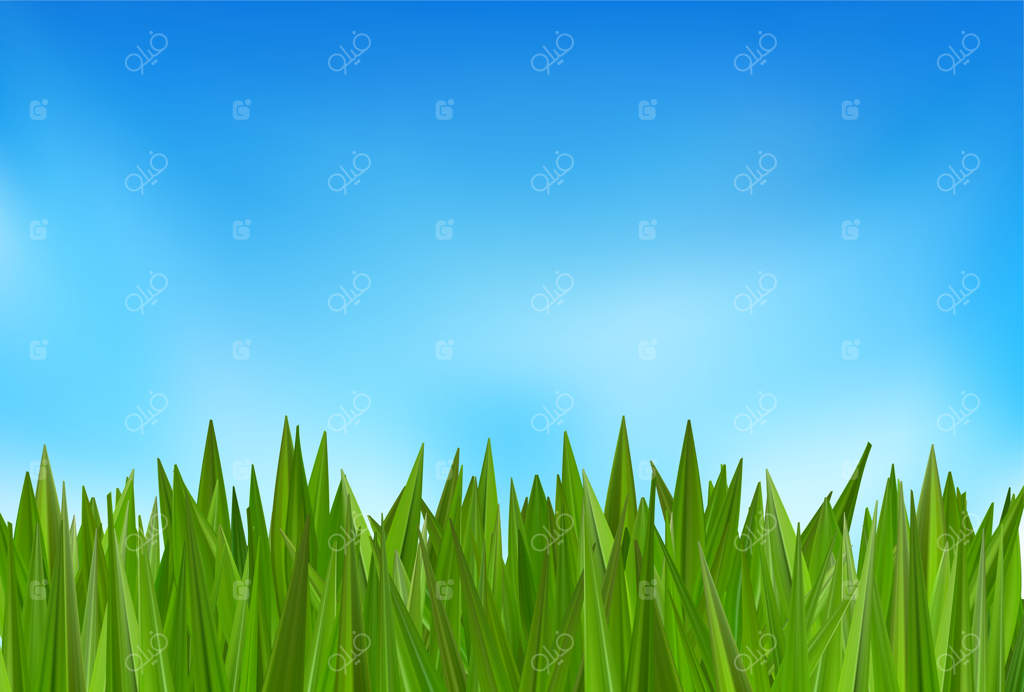 سرزمین چمن و آسمان؛ پس‌زمینه‌ای طبیعی و زیبا. بافت سه‌بعدی زمین سبز، طلوع خورشید با ابرهای آبی در بهار. منظره‌ای از چمنزار تابستانی، زمین فوتبال، پارک طبیعی و باغچه‌ای پر از طراوت. چیدمانی دل‌انگیز از تپه‌های سبز و شاداب.