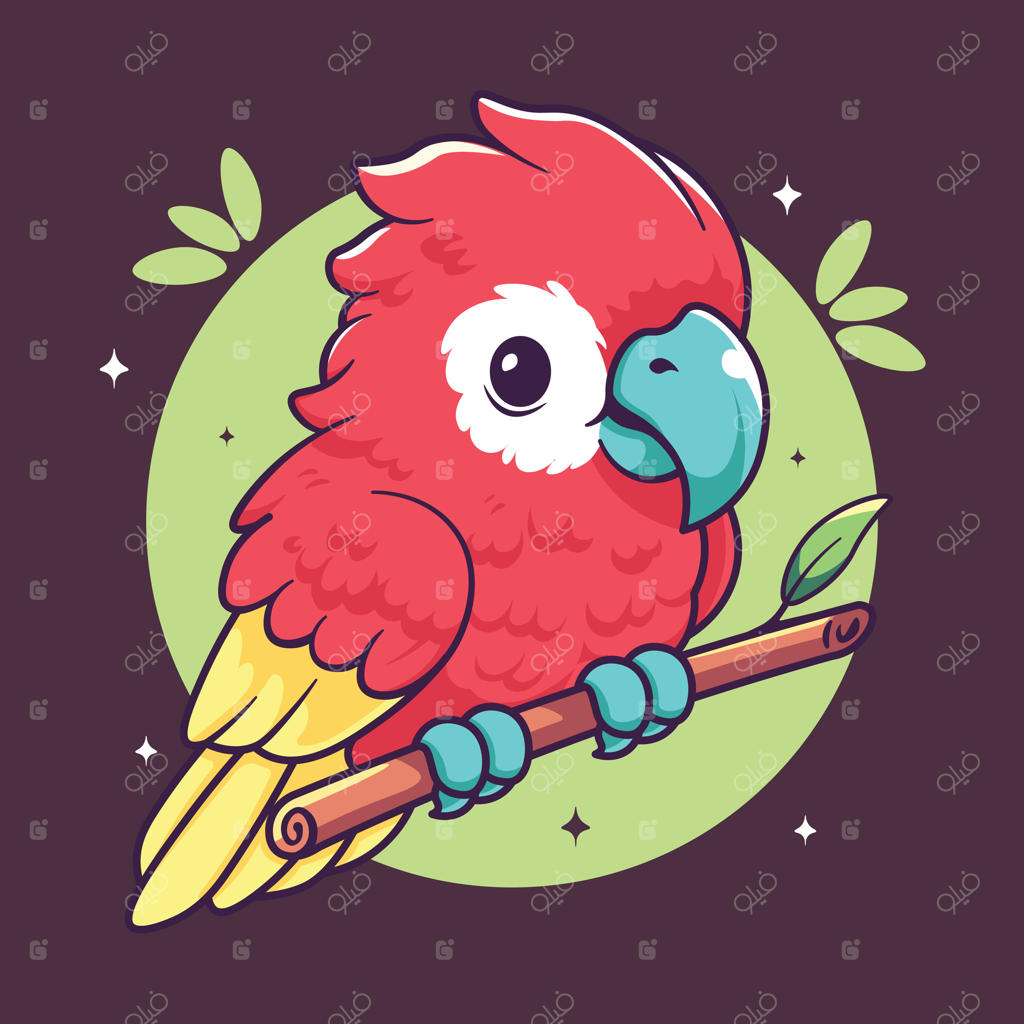 تصویرسازی وکتور طوطی کارتونی بامزه